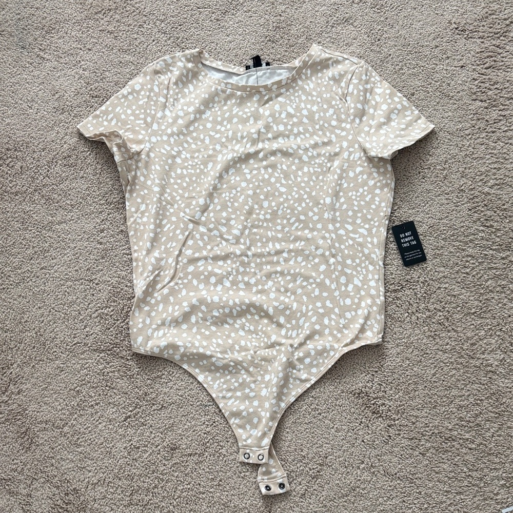 Beige Polka Dot Women's Bodysuit